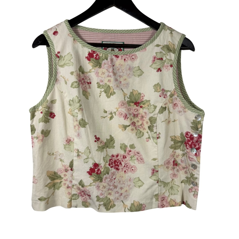 Vintage Pine Cove Sharon Young‎ Floral Cotton Sleeveless Top Made in USA